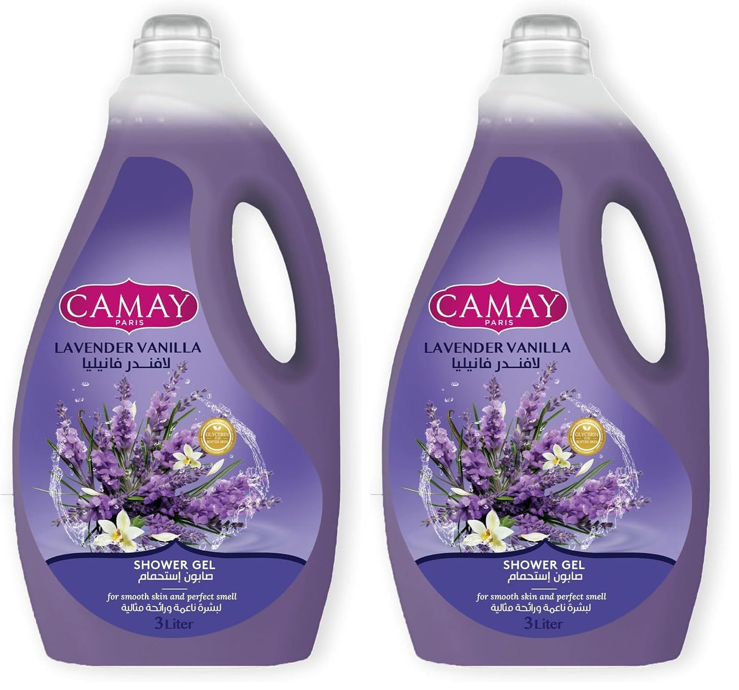 CAMAY Shower Gel Lavendar & vanilla with Glycerine for softer & fragranced skin, 3L (Pack of 2)
