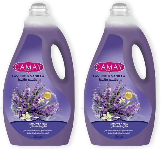 CAMAY Shower Gel Lavendar & vanilla with Glycerine for softer & fragranced skin, 3L (Pack of 2)