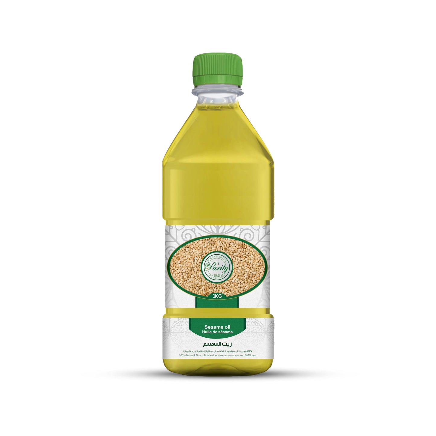 Purity- بيورتي Sesame seed Oil Virgin Unrefined Cold Pressed Oil, 100% Pure Natural, For Skin, Body, Face, and Hair Growth Moisturizer. Great For Creams, Lotions, Lip balm and Soap Making 1 Liter