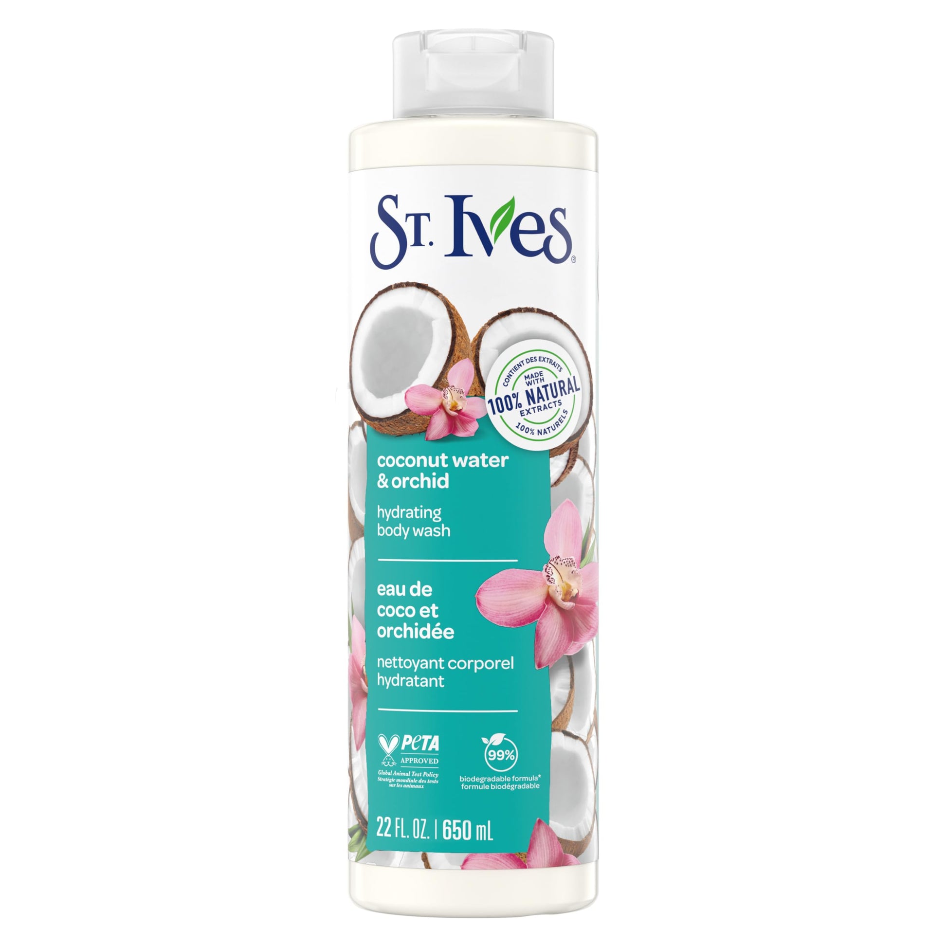 ST. Ives coconut water & orchid hydrating body wash 100% natural 22 oz.