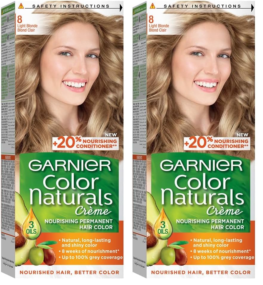 Garnier Color Naturals Permanent Crème Hair Color - 8 Light Blonde (Pack of 2)