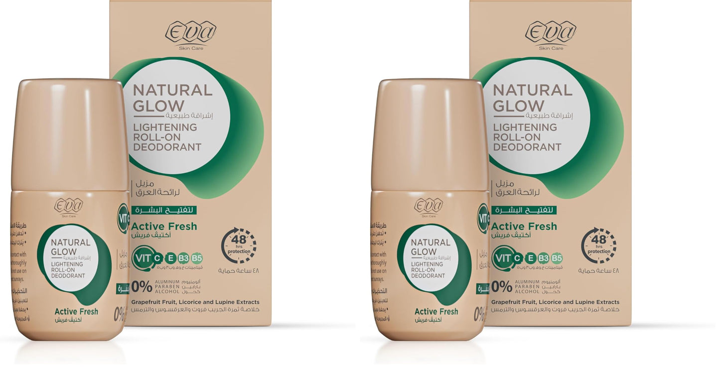 Eva Skin Care Natural Glow Lightening Roll-On Deodorant - Active Fresh 60 gm (Pack of 2)