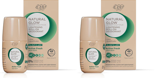 Eva Skin Care Natural Glow Lightening Roll-On Deodorant - Active Fresh 60 gm (Pack of 2)