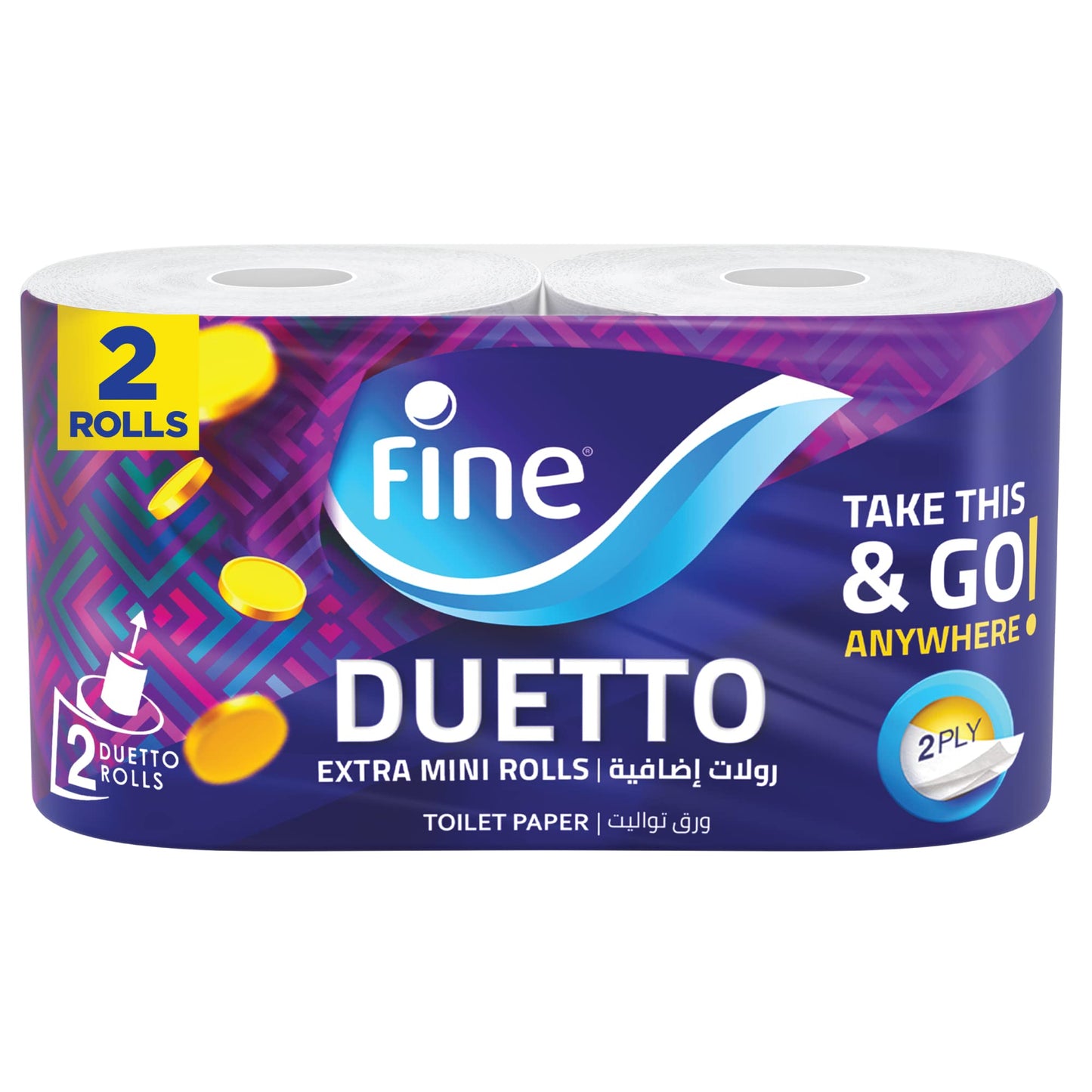 Fine Duetto - 2 Ply Toilet Tissue Paper - 2 Rolls