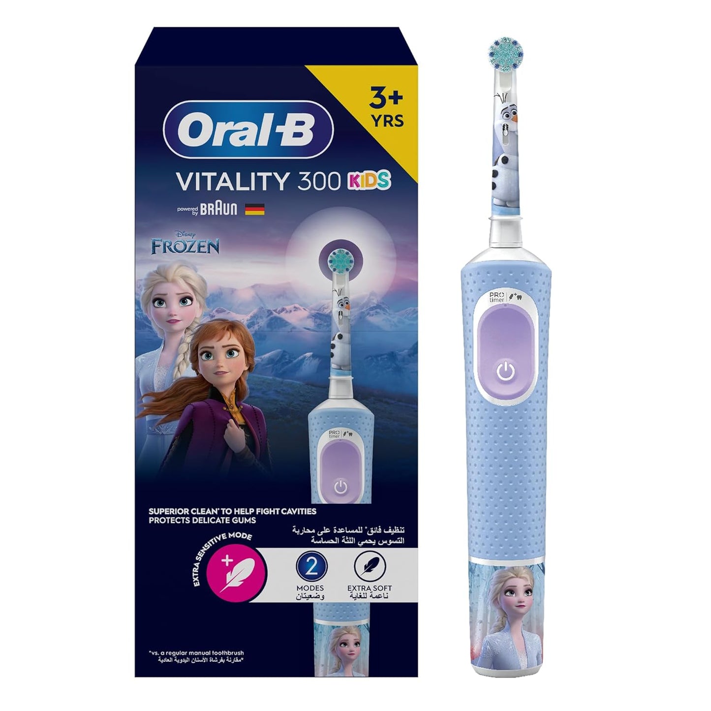 Oral-B Vitality 300 Rechargeable Kids 3+ Years Tooth brush Frozen D103.413.2K - 2 Cleaning Modes, Pro Timer, Long Lasting Rechargeable Battery - Blue