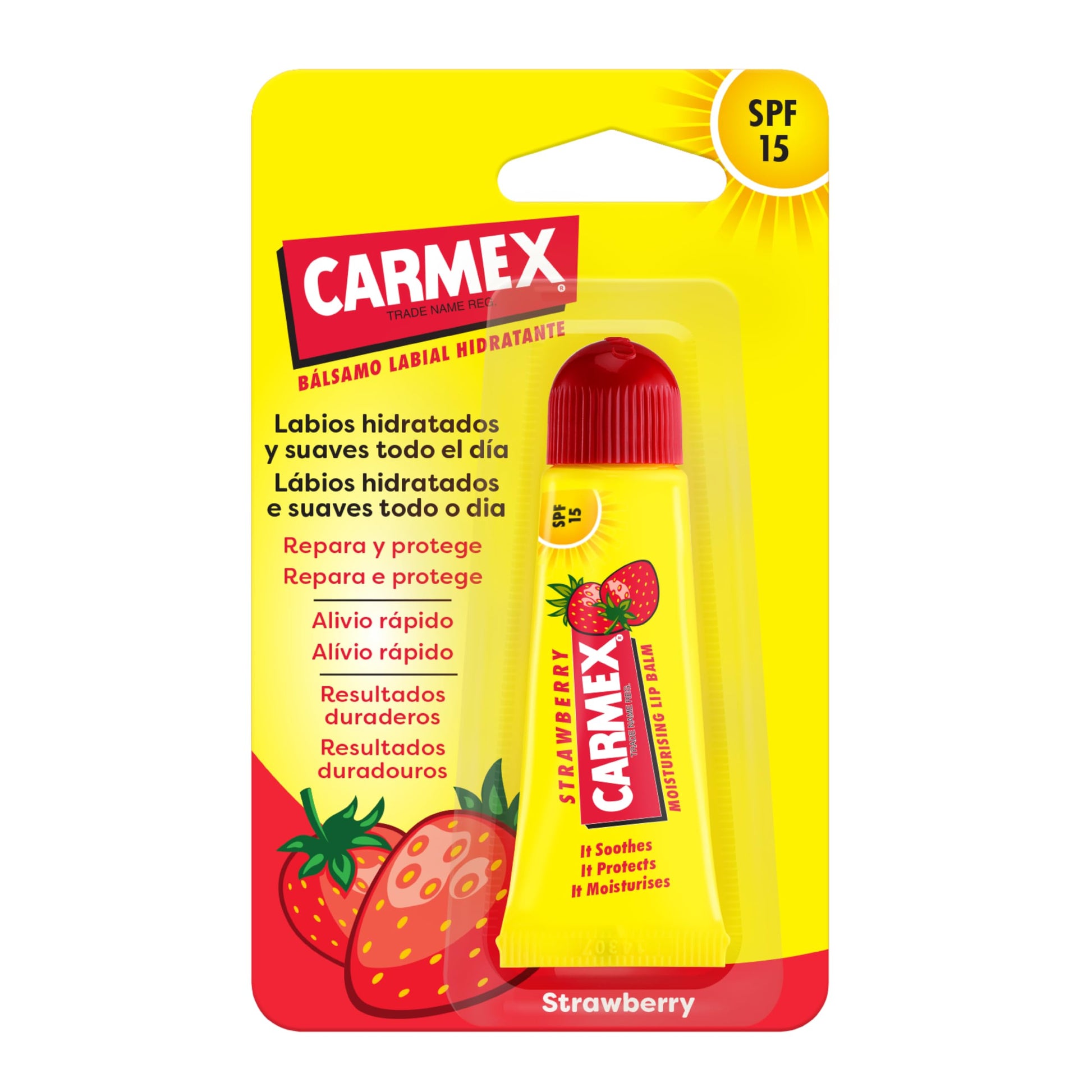 Carmex Lip Balm SPF 15, Strawberry Tube, 10 g