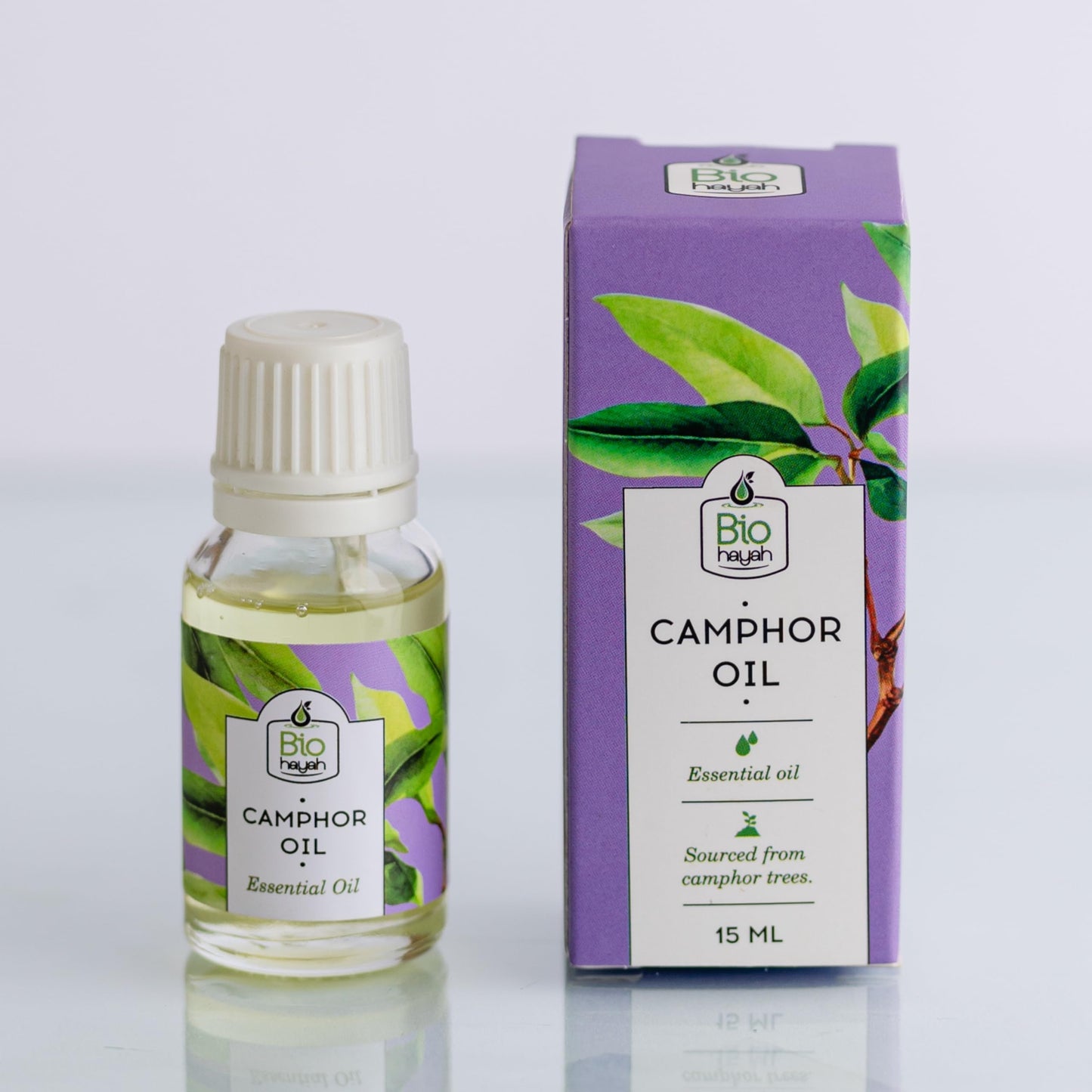 Biohayah Camphor Essential Oil – 100% Pure & Natural – Steam Distilled – Fresh Cooling Scent – for Skin, Hair & DIY Use – 15ml