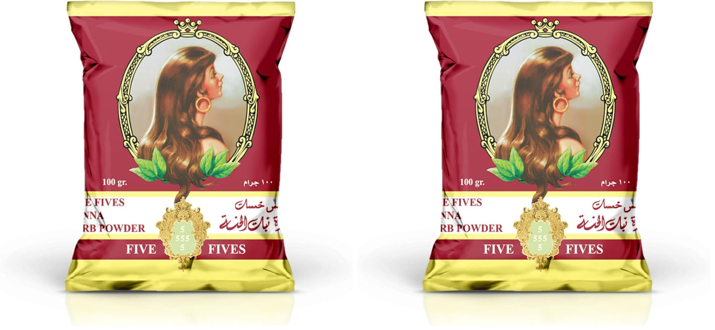 Five Fives Natural Henna Powder, Brown - 100 gm (Pack of 2)