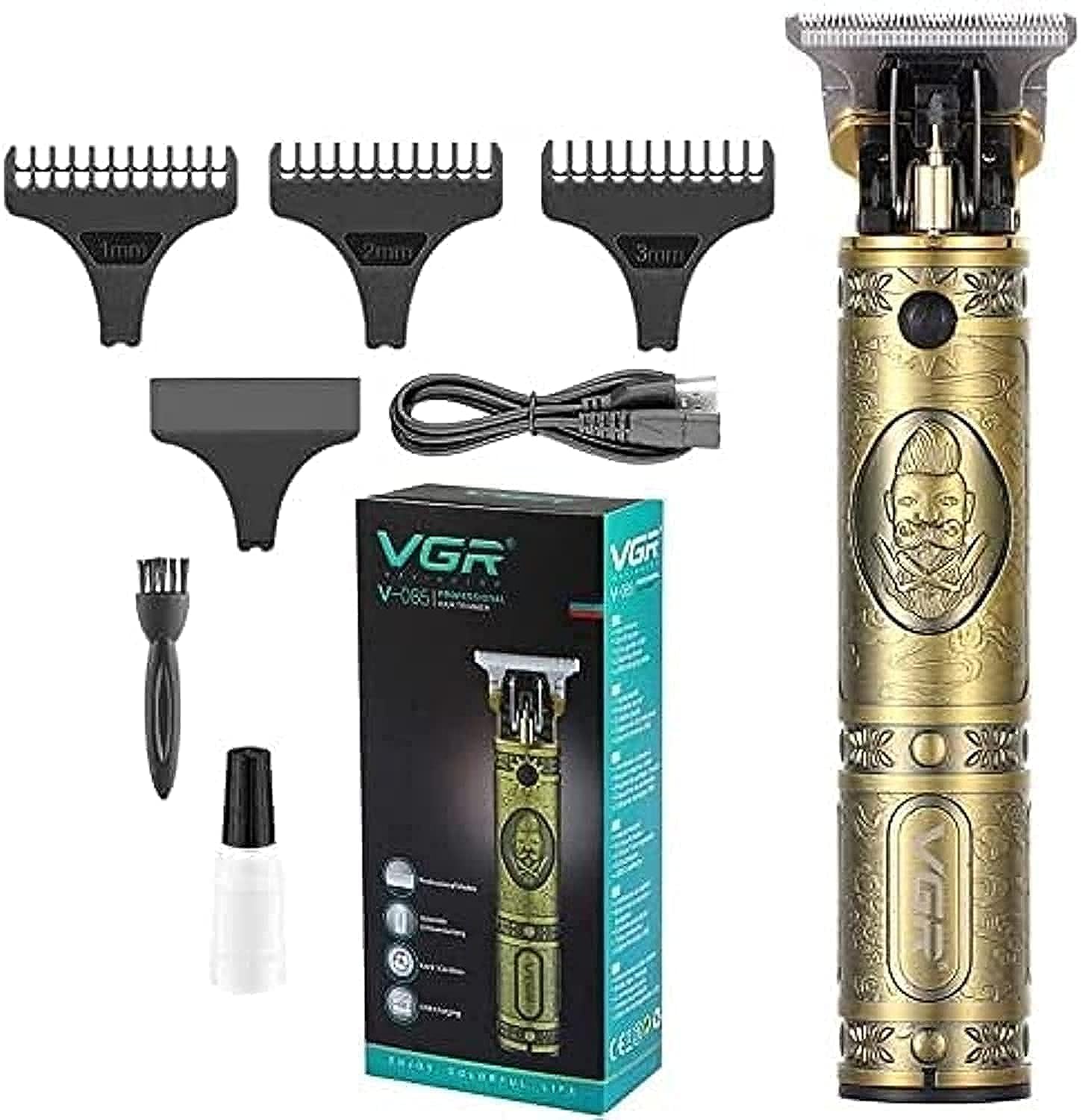 VGR JR VGR 085 VJR Professional Electric Hair Clipper Hair Cutting Machine Gold