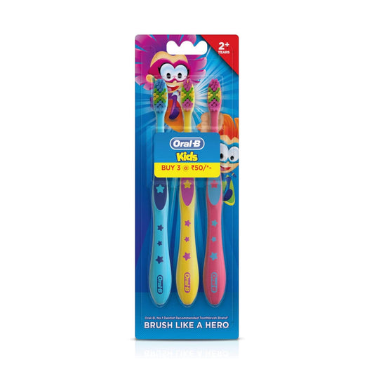 Oral-B Kids Manual Toothbrush, Extra Soft, Multi-Colored, Packaging May Vary – 3 Pieces