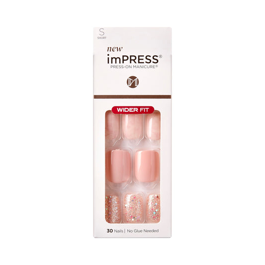 KISS imPRESS KISS imPRESS Press-On Nails Wider Fit False Nails Manicure Set, ‘Just a Dream', 30 Chip-Proof, Smudge-Proof Fake Nails