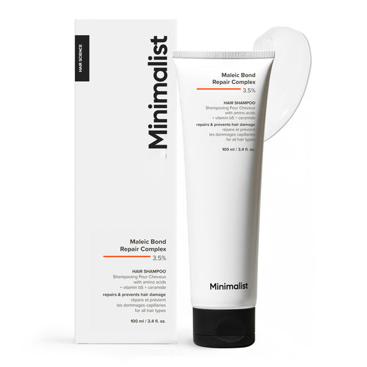 Minimalist Maleic Bond Repair Complex 3.5% Hair Shampoo with Ceramide, Coconut oil & Betaine | For Damaged & Frizzy Hair | For Women & Men | For All Hair Types | 100 ml (Pack of 1)