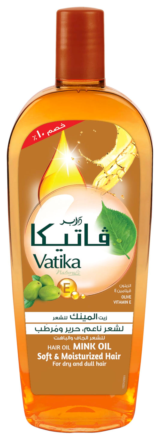 Vatika Naturals Mink Enriched Hair Oil (90mL) | Natural Extracts of Olive with Vitamin E | Nourishesh, Strengthen and Replenish Elasticity | Helps Dry and Dull Hair