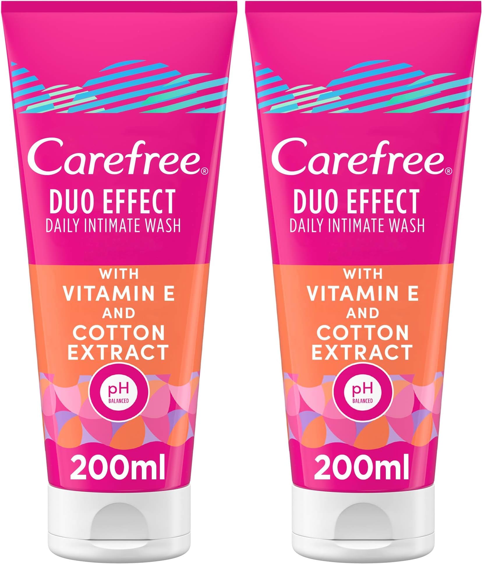 CAREFREE Duo Effect Daily Intimate Wash with Vitamin E and Cotton Extract, 200 ml (Pack of 2)