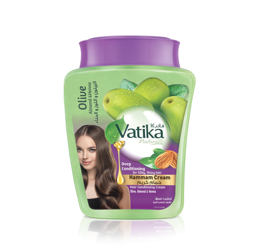 Vatika Naturals Deep Conditioning Hammam Cream (900g) | Enriched with Olive, Almond and Henna | Promotes Silky and Shiny Hair