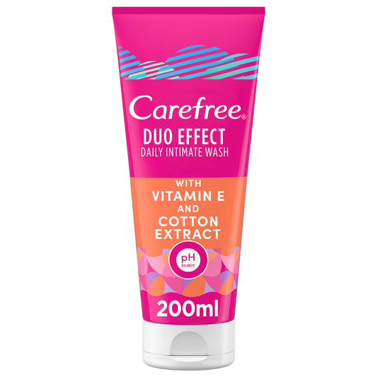 CAREFREE Duo Effect Daily Intimate Wash with Vitamin E and Cotton Extract, 200 ml