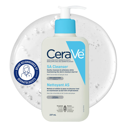 CeraVe Salicylic Acid Face Wash, Exfoliating Face & Body Gel Cleanser, Smooths Rough & Bumpy Skin, with Hyaluronic Acid, Niacinamide & Vitamin D, Fragrance-Free, Recommended by Dermatologists, 237mL