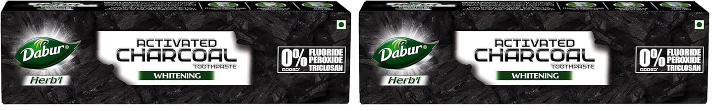 Dabur Herbal Charcoal Toothpaste (140g) | Promotes Deep Cleansing, Oral Hygeine, Whiten Teeth | Reduces Plaque | Improves Gum Health | Freshens Breath (Pack of 2)