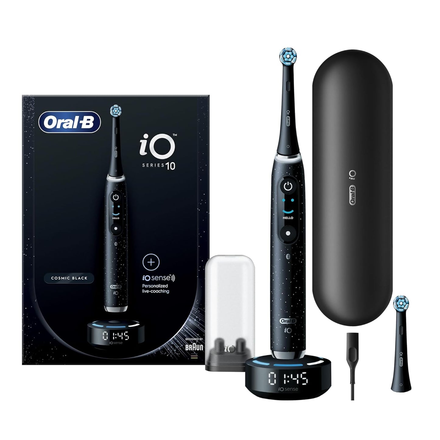 Oral-B  iO Series 10 Cosmic Black AI Rechargeable Tooth Brush, 7 Smart modes, iO technology, AI with 3D Teeth Tracking, Interactive Display, 3hrs, Fast Magnetic Charger, iO 10 - iOM10.2B4.2AD