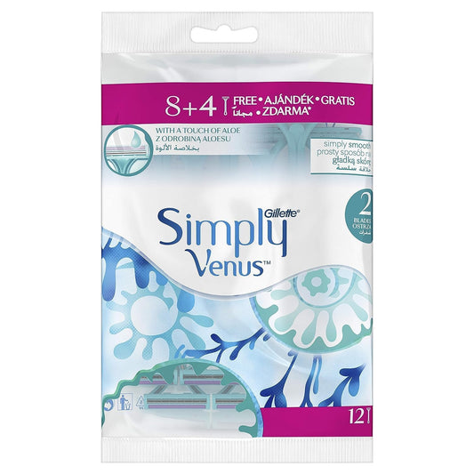 Gillette Simply Venus 2 Blades Women's Disposable Razors, 8+ 4 Count Special Offer