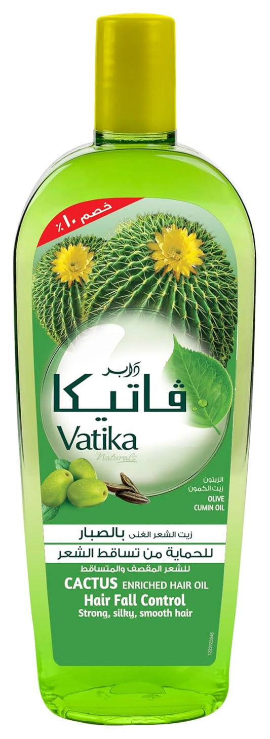 Vatika  Naturals Cactus Enriched Anti-Hair Fall Oil (90mL) | Natural Extracts of Cactus, Olive and Cumin | Promotes Strong and Smooth Hair