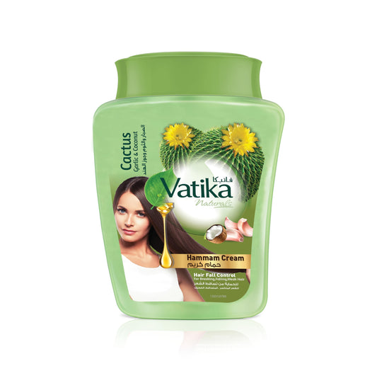 Vatika Naturals Hair Fall Control Hammam Cream (900g) | Natural Extract of Garlic, Cactus and Coconut | Strengthens and Nourishes Weak Hair