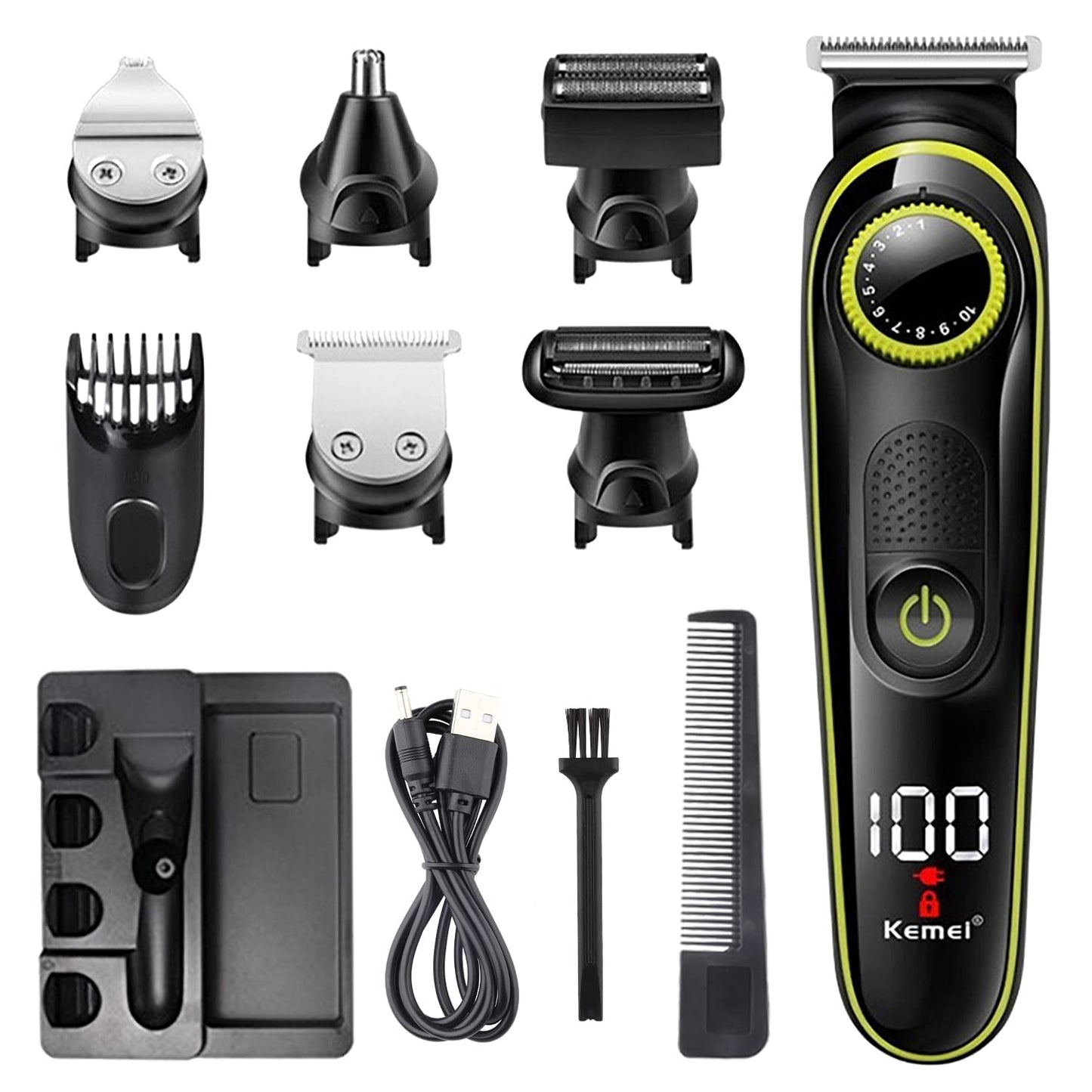 KEMEI All-in-One Trimmer Series, Professional Body Facial Ear Nose Hair Trimmer Mens Beard Grooming Kit Mustache Trimmer, Cordless Electric Hair Clippers Haircut, Gifts for Dad Boyfriend Husband