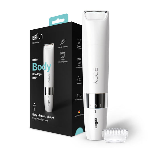 Braun Body Mini Trimmer Wet & Dry With Trimming Comb – White – BS1000