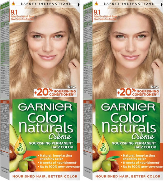 Garnier Color Naturals Permanent Crème Hair Color - 9.1 Natural Extra Light Ash Blonde (Pack of 2)