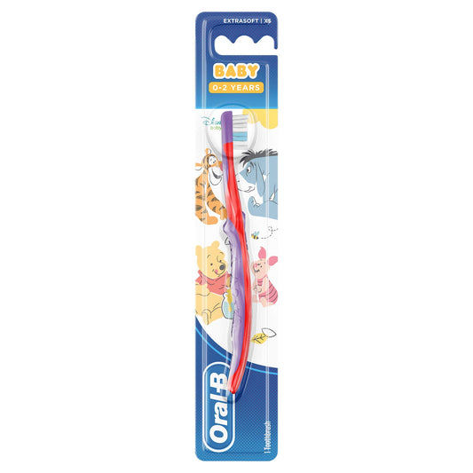 Oral-B Baby Manual Toothbrush Featuring Winnie the Pooh Characters, Extra Soft Bristles, 0-2 Years Old – Multi-Colored
