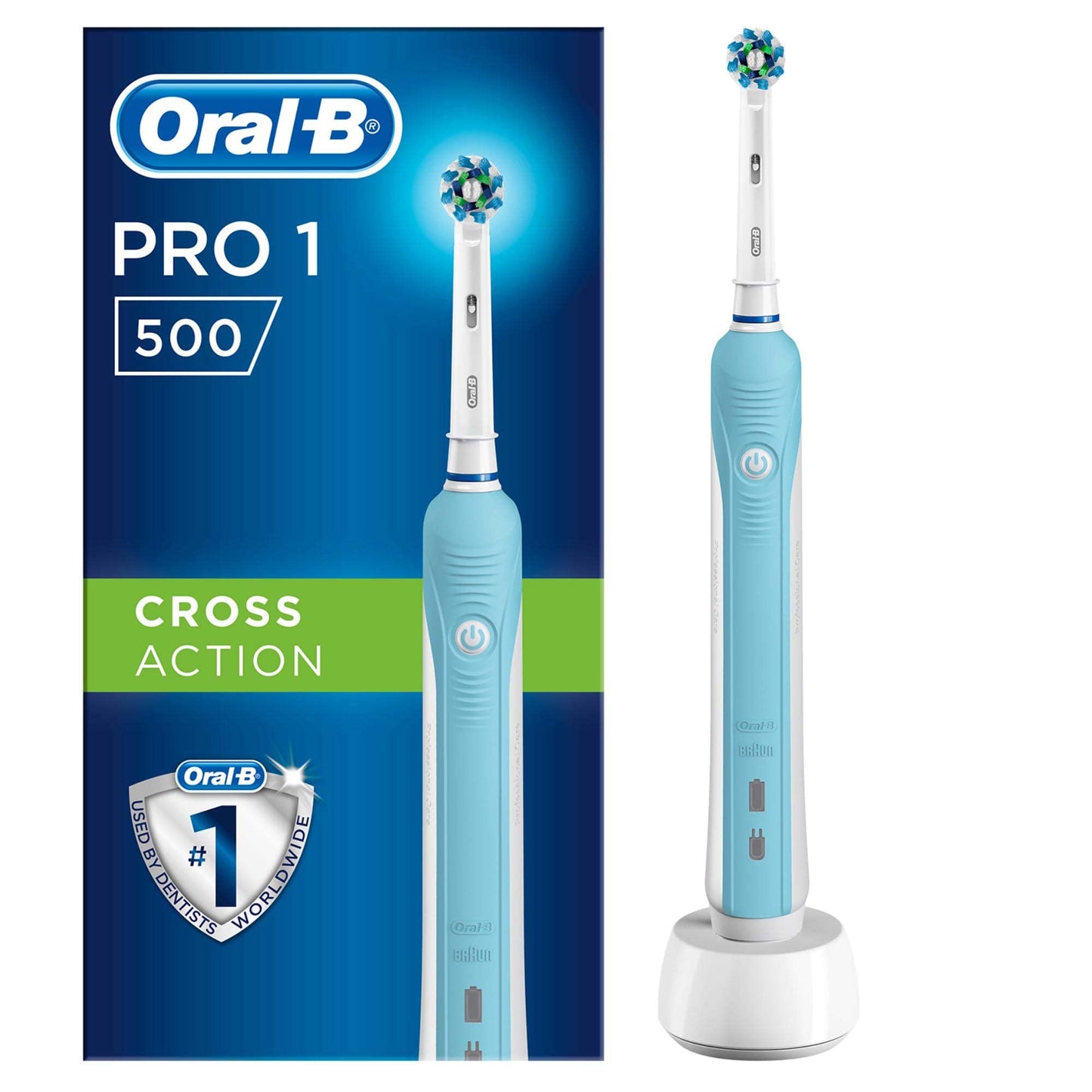Oral-B Pro 500 Crossaction Electric Rechargeable Toothbrush Powered by Braun