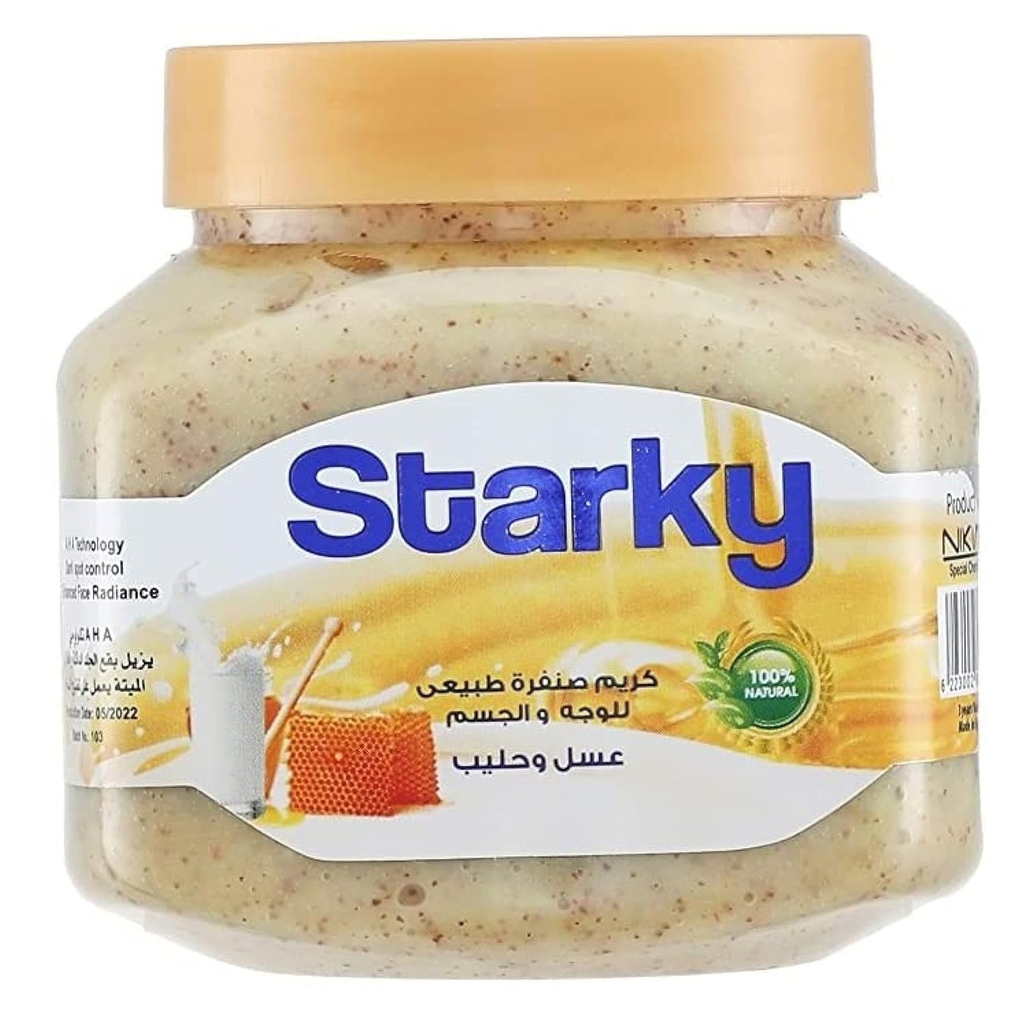 Starky Natural Honey & Milk Face & Body Scrub - 300ml Exfoliates & Renews Skin Cells