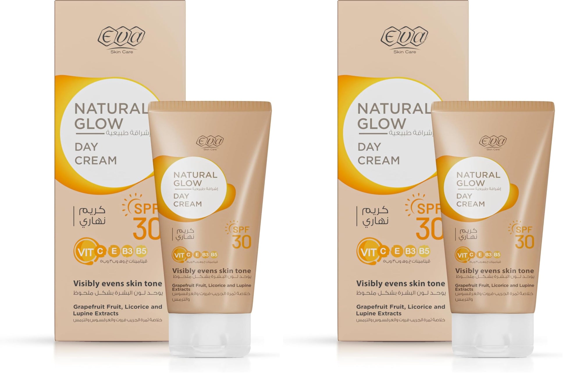 Eva Skin Care Natural Glow Day Cream with SPF 30ml 50 g (Pack of 2)