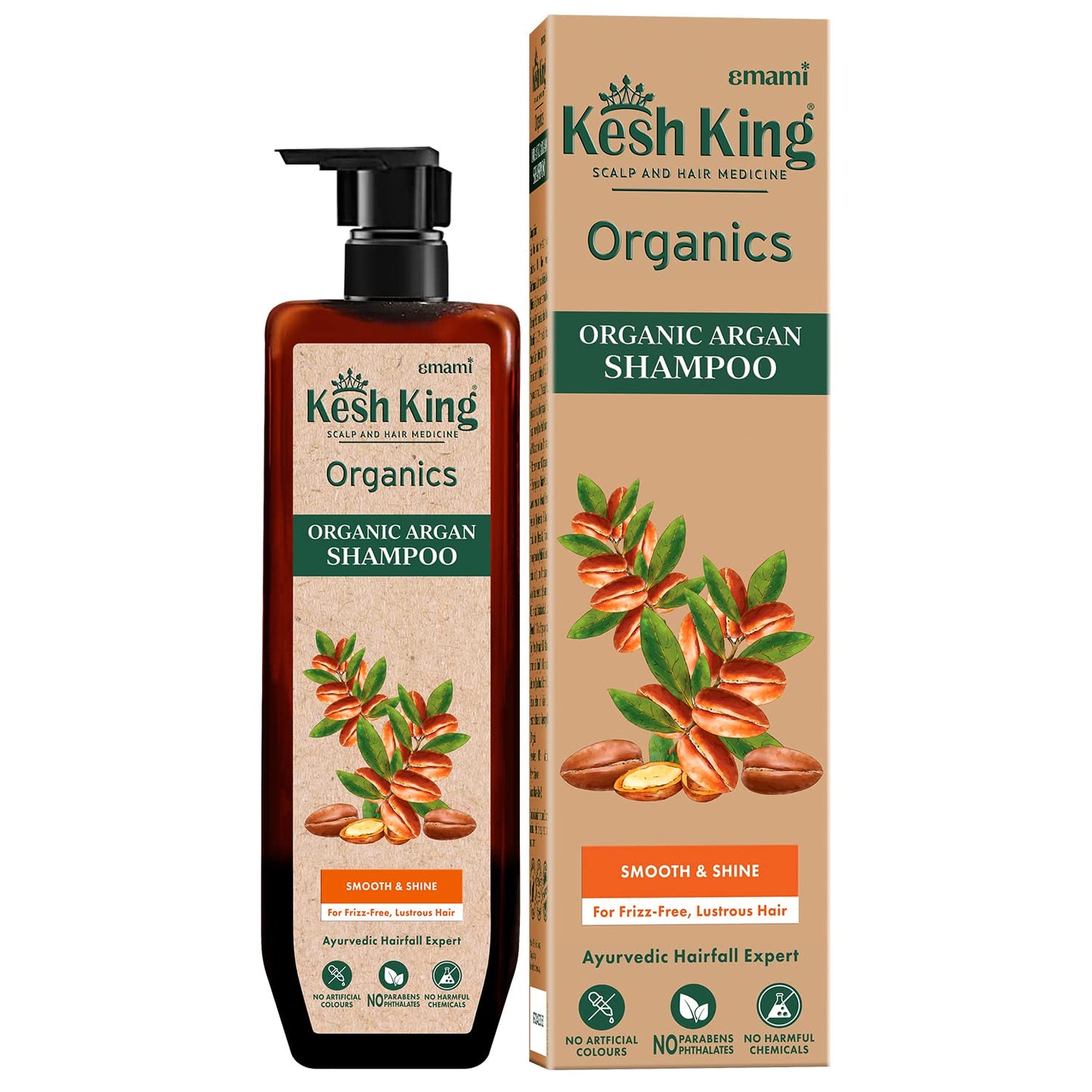 KESH KING Organics - Organic Argan Shampoo |Smoothens & Restores Shine | For Silky, Lustrous Hair |