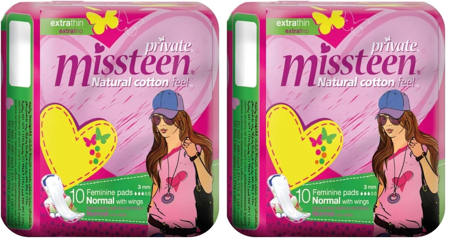 Private Miss Teen Extra Thin 10 Pads packaging may vary (Pack of 2)