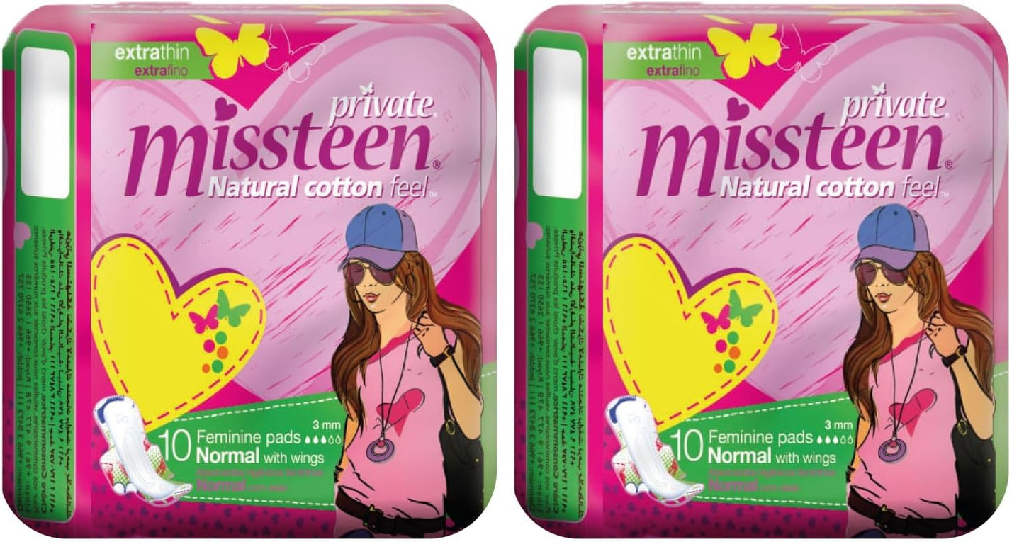 Private Miss Teen Extra Thin 10 Pads packaging may vary (Pack of 2)