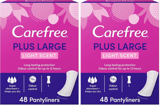 Carefree plus large panty liners, light scent - pack of 96, Package May Vary