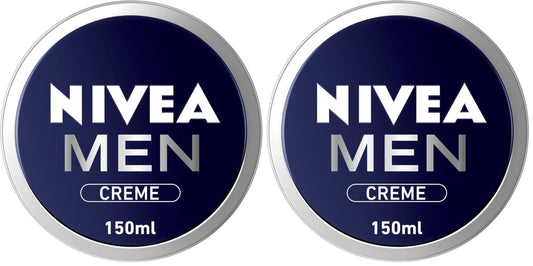 NIVEA MEN Face, Body & Hands Cream Moisturising, Tin 150ml (Pack of 2)