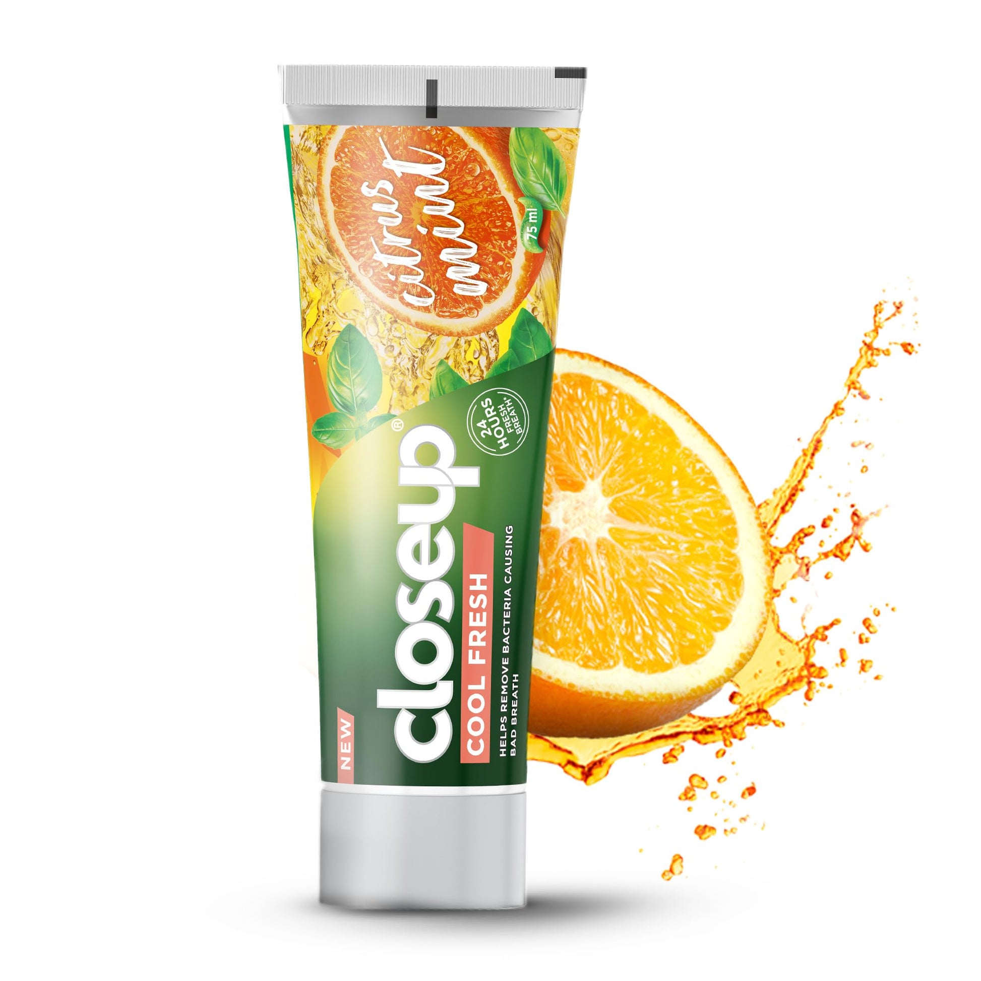 CLOSEUP Cool Fresh Toothpaste, Citrus Mint, helps remove bacteria causing bad breath, 75ml