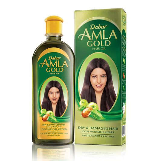 Dabur Amla Gold Hair Oil (270mL) | Natural Extract of Almond and Henna | Promotes Hair Growth | For Dry, Damaged and Chemically Treated Hair (Packaging May Vary)