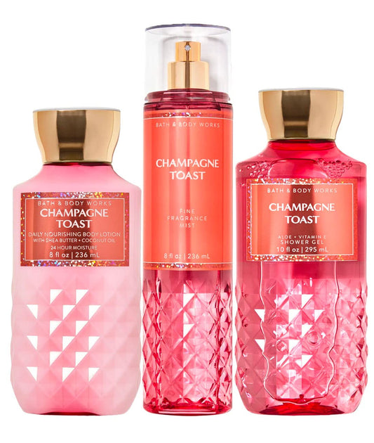 Bath & Body Works Champagne Toast - Daily Trio - Shower Gel, Fine Fragrance Mist and Ultra Soft Body Lotion
