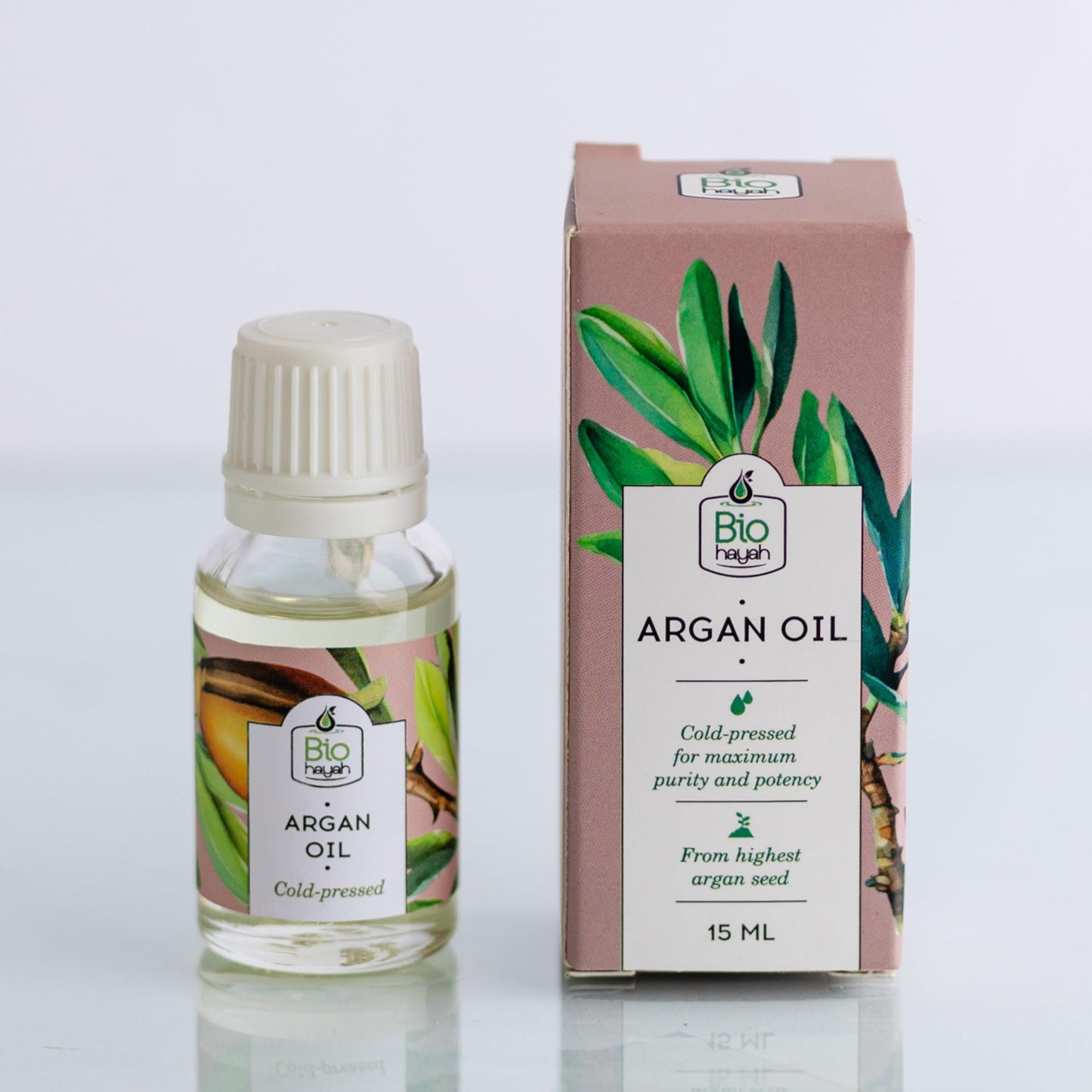 Biohayah Organic Argan Oil – 100% Pure Cold Pressed – Natural Moisturizer for Hair, Face & Skin – Lightweight & Non-Greasy – 15ml