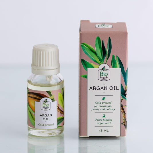 Biohayah Organic Argan Oil – 100% Pure Cold Pressed – Natural Moisturizer for Hair, Face & Skin – Lightweight & Non-Greasy – 15ml