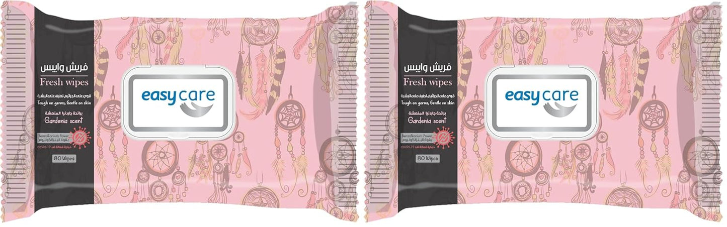 Easy Care Wet Wipes, Gardenia Scent, 80 Wipes (Pack of 2)