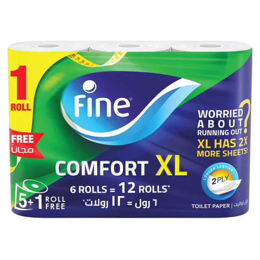 Fine Comfort XL - 2 Ply Toilet Tissue Paper - 6 Rolls