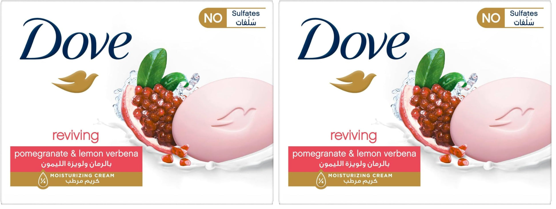 Dove Bar soap Reviving with Pomegranate, nourishes skin 1⁄4 moisturizing cream, 90G (Pack of 2)
