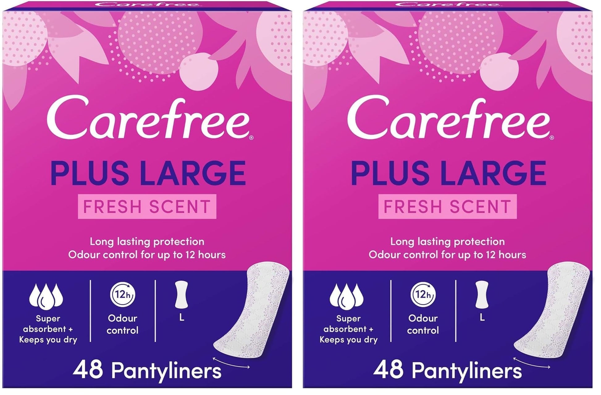CAREFREE plus large panty liners, fresh scent - pack of 96