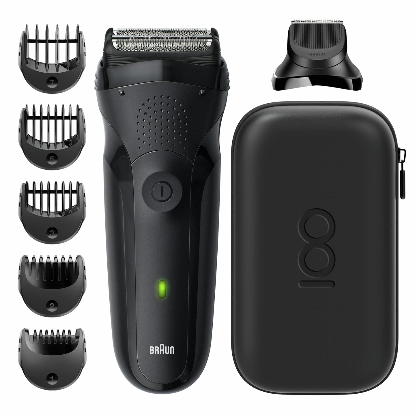 Braun Series 3 MBS3 Max Braun 100 Years Limited Edition Electric Shaver, Wet & Dry, 3 Flexible Blades, + Trimmer Head, 5 Combs, Design Edition Travel Kit – Black