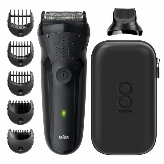 Braun Series 3 MBS3 Max Braun 100 Years Limited Edition Electric Shaver, Wet & Dry, 3 Flexible Blades, + Trimmer Head, 5 Combs, Design Edition Travel Kit – Black