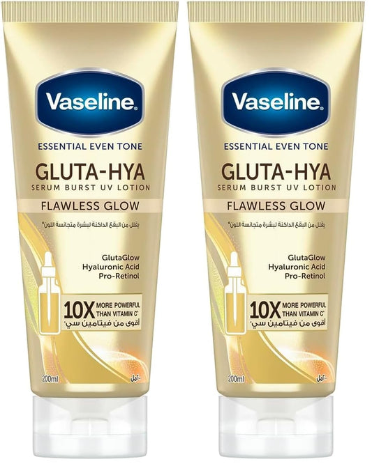 Vaseline Gluta-Hya Flawless Glow Serum Burst body Lotion,10x more powerful than vitamin c, for glowing & eventoned skin, 200ml (Pack of 2)